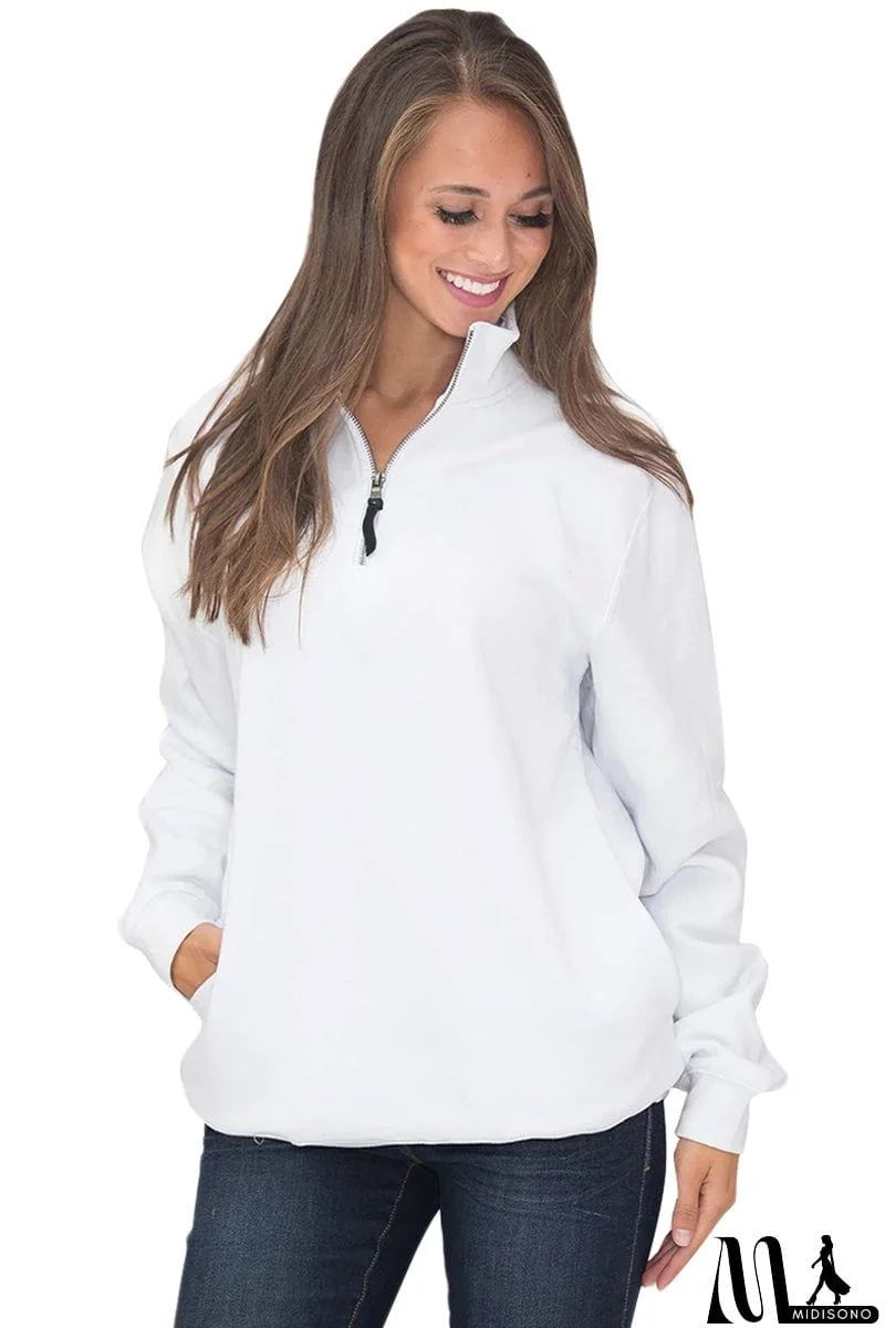 MidiSono - Pocket Style Quarter Zip Sweatshirt