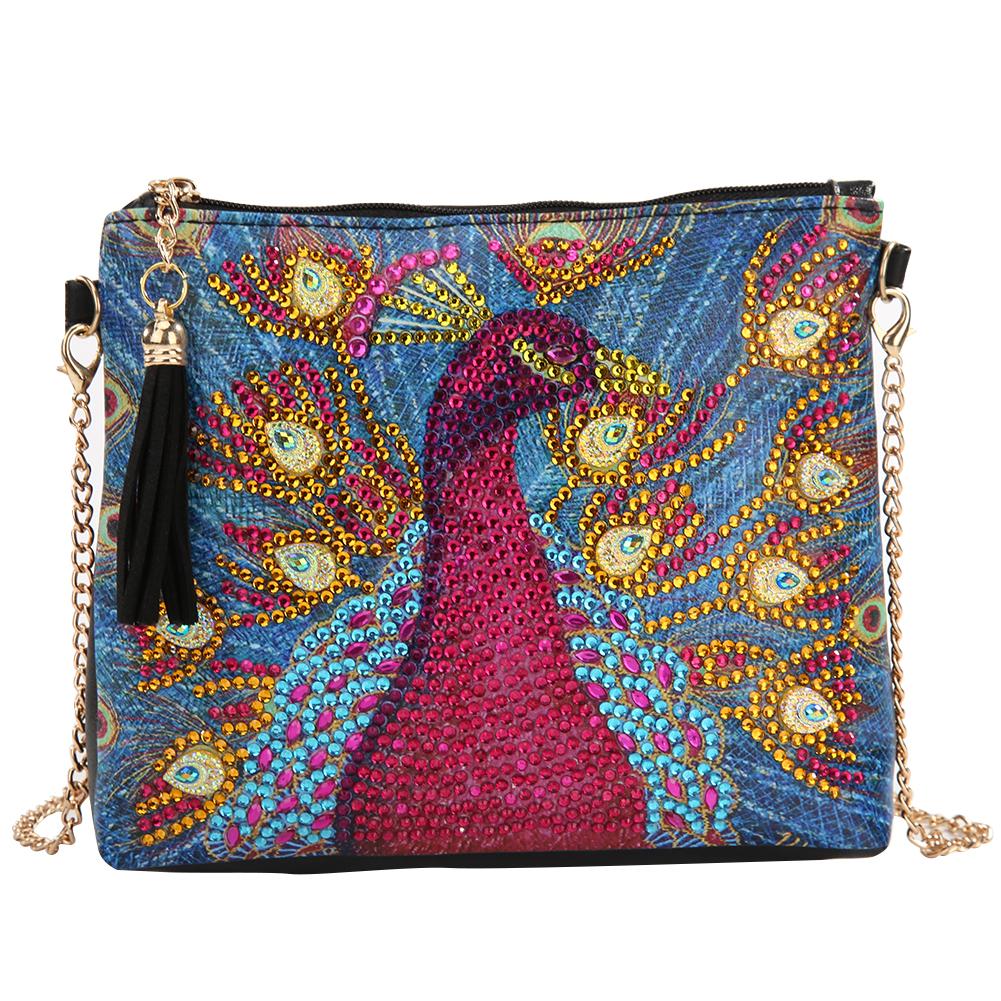 

Peafowl-DIY Creative Diamond Wristlet Bag, 501 Original