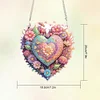 Diamond Painting Acrylic Single-Sided Heart and Flowers Hanging Pendant