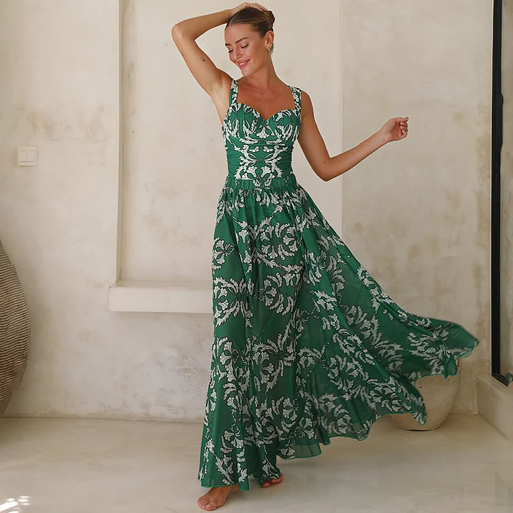 Sling Underwired Frilled Printed One Piece Swimsuit and Skirt