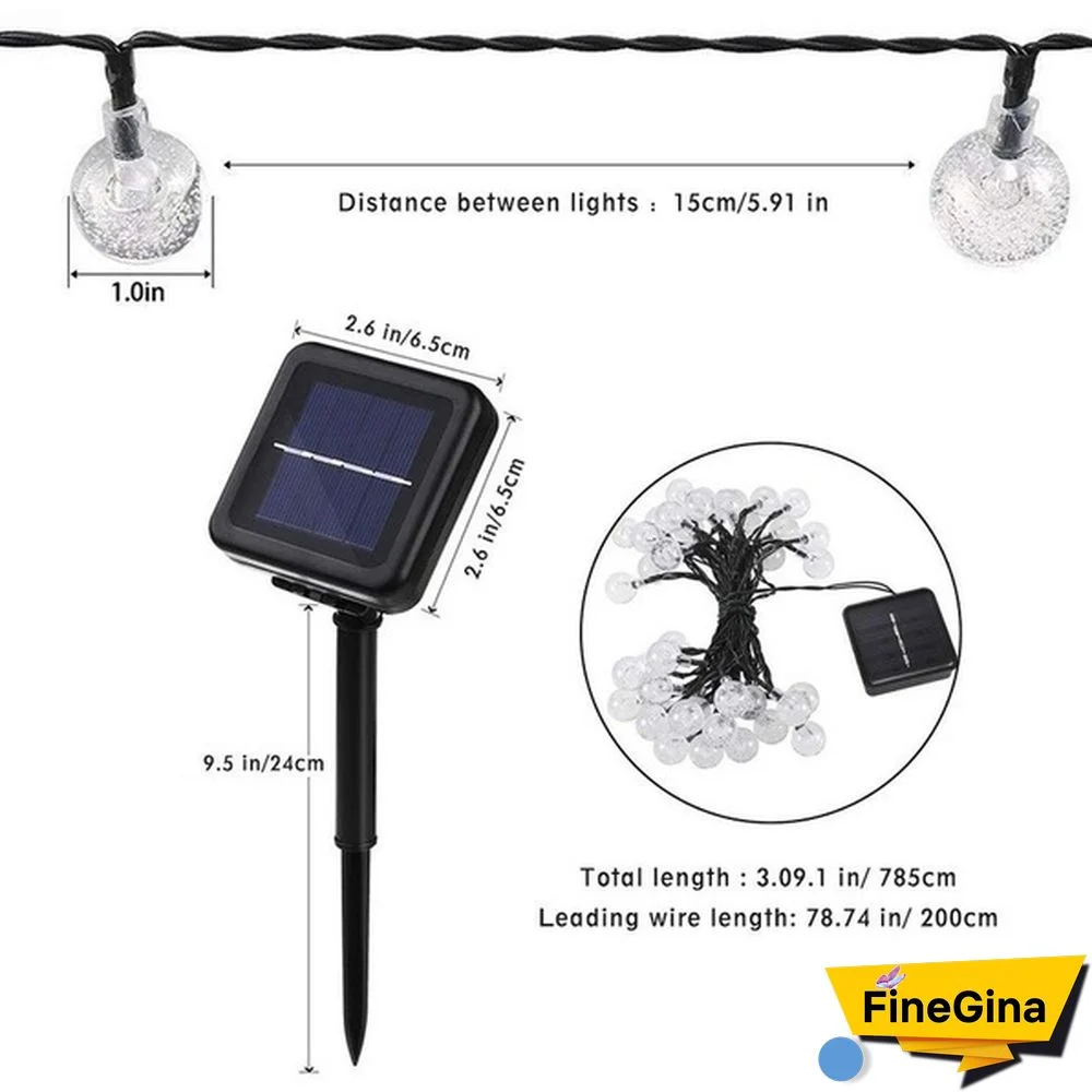 Solar String Lights Garden Outdoor String Lights Waterproof Crystal Ball Fairy Lights, Decoration Lighting for Home, Garden, Patio, Yard, Christmas
