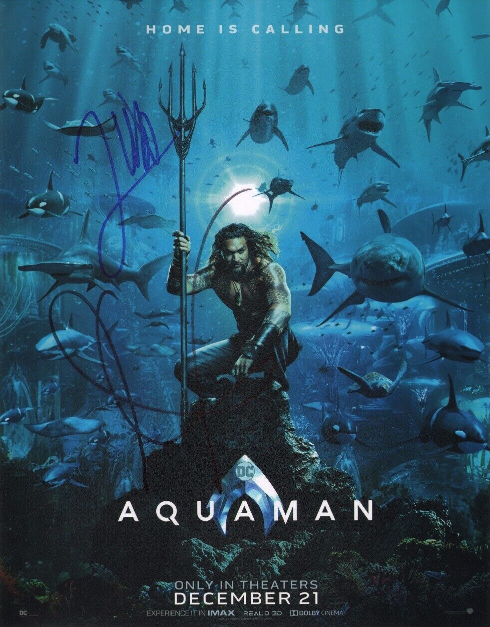 ~~ JASON MAMOA & JAMES WAN Authentic Hand-Signed AQUAMAN