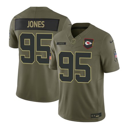 Men's Kansas City Chiefs #95 Chris Jones  Olive 2025 Salute to Service Retired Limited Jersey