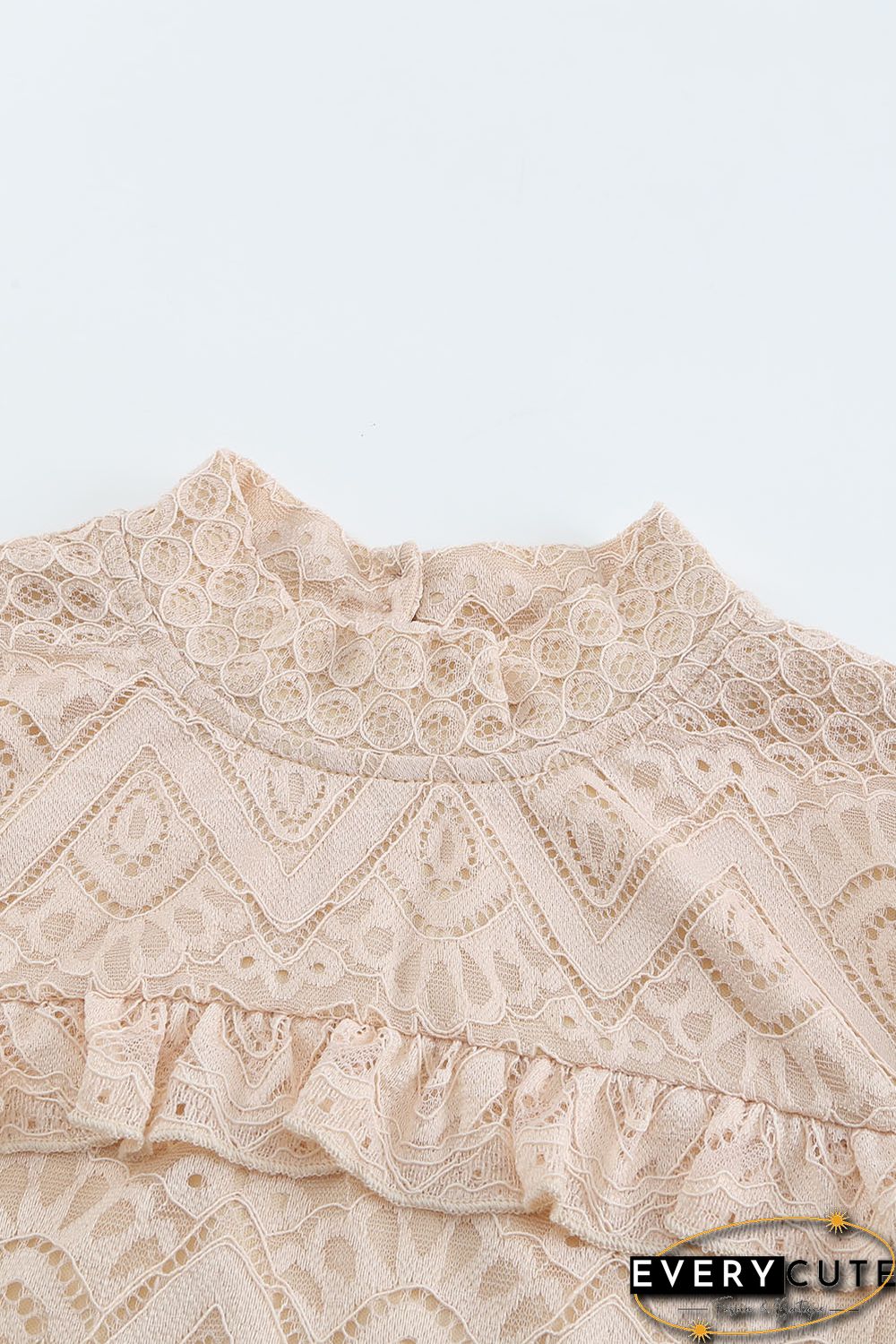 Lace Crochet Ruffle Hollow-out Long Sleeve Top