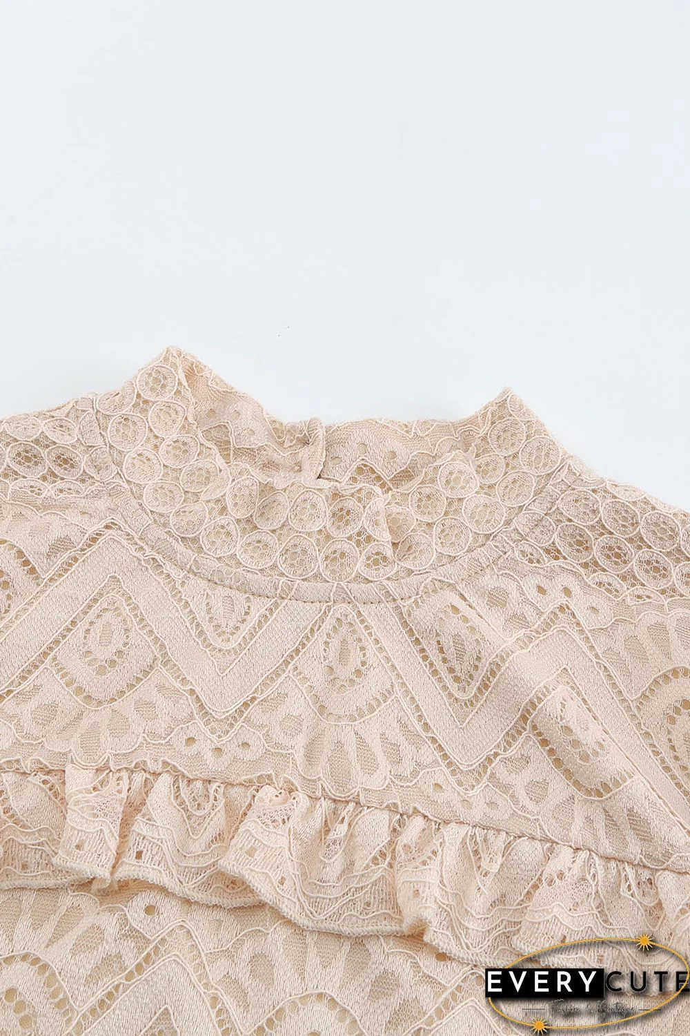 Lace Crochet Ruffle Hollow-out Long Sleeve Top