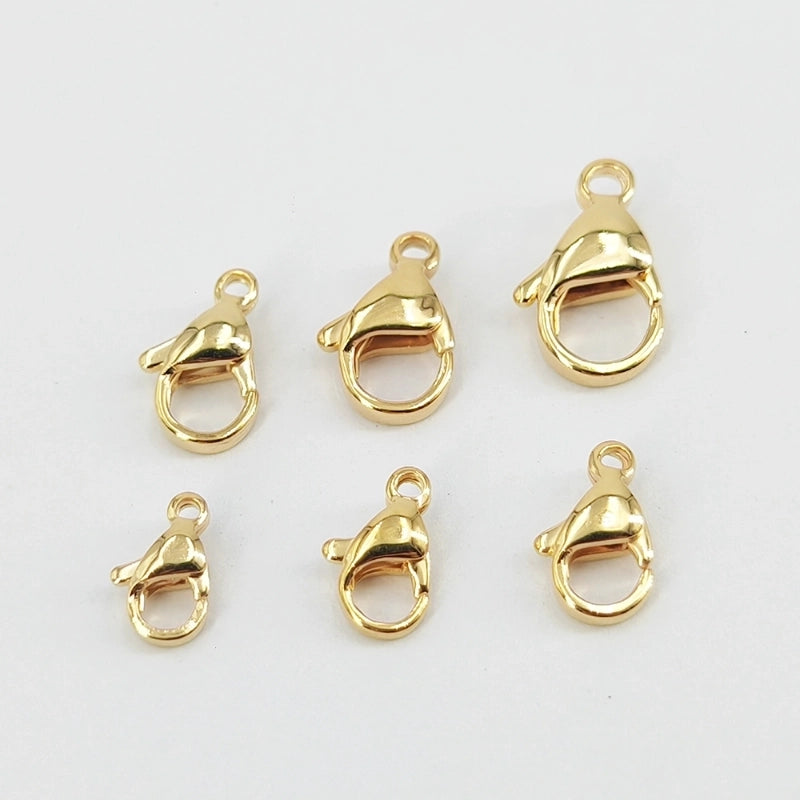 20 Pieces 1.35~2.5 304 Stainless Steel Gold Plated Solid Color Light Lobster Clasp