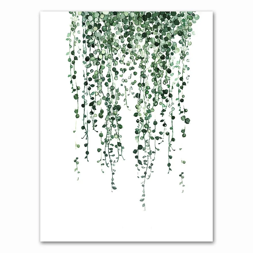 Scandinavian Style Tropical Plants Poster Green Leaves Decorative Picture Modern Wall Art Paintings for Living Room Home Decor