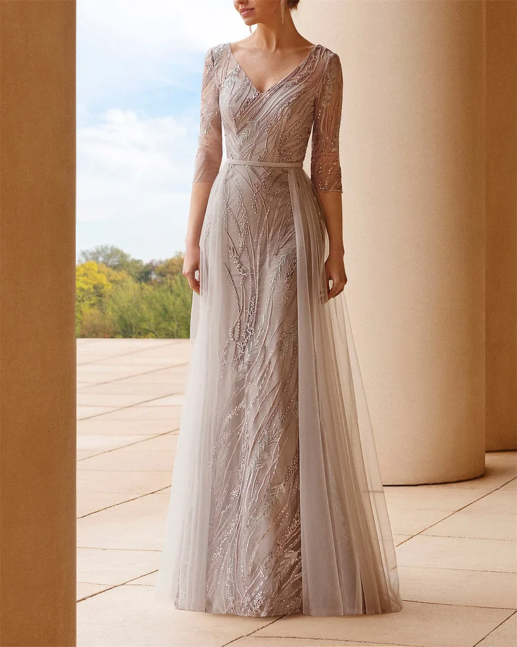 Women's Solid Color Embroidered Dress - 01