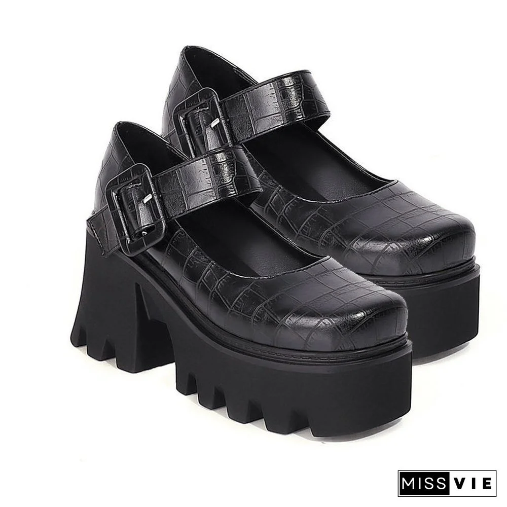 Vintage Mary Jane Shoes Platform Strap Buckle