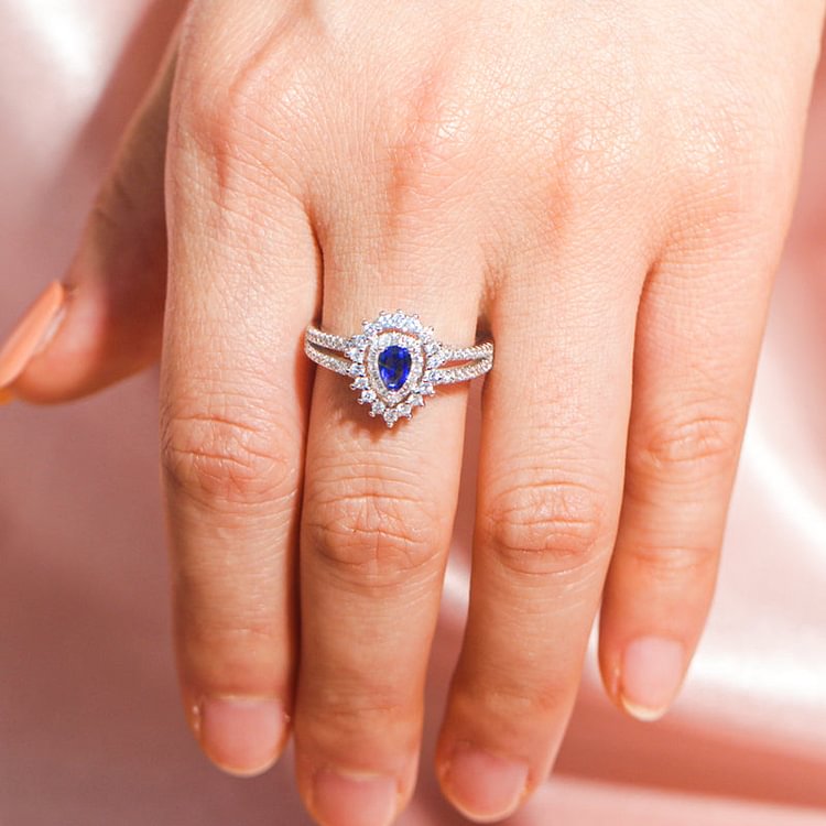 For Mom - S925 You are Appreciated Blue Water Drop Ring