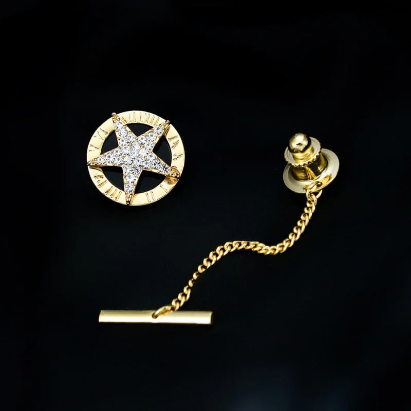 New Tie Pin Men's Shirt Tie Button Business Wedding Banquet Daily Gold/ Exquisite Crystal Tie Accessories Lock Buckle