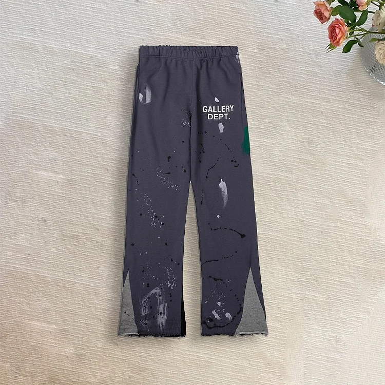 Splash Ink Print Drawstring DEPT Flared Sweats Trousers