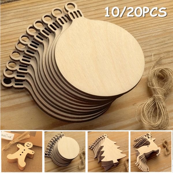 10/20pcs Wooden Round Baubles Tags Christmas Balls Decorations Art Craft Ornaments DIY Xmas Decors - Shop Trendy Women's Fashion | TeeYours