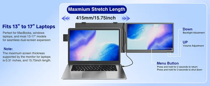 KEFEYA KX2 14 inch Laptop Dual Screen Extender