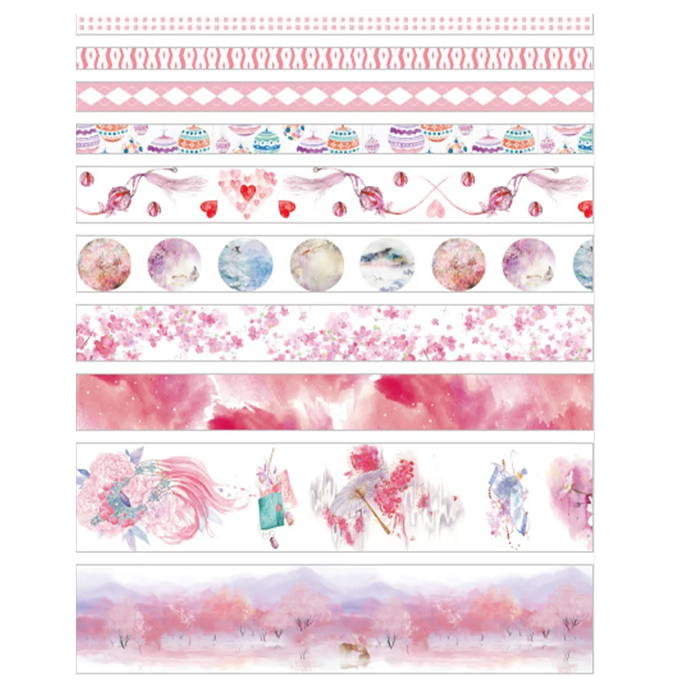 10 Rolls Adhesive Tape Washi Tape Set Color Tape