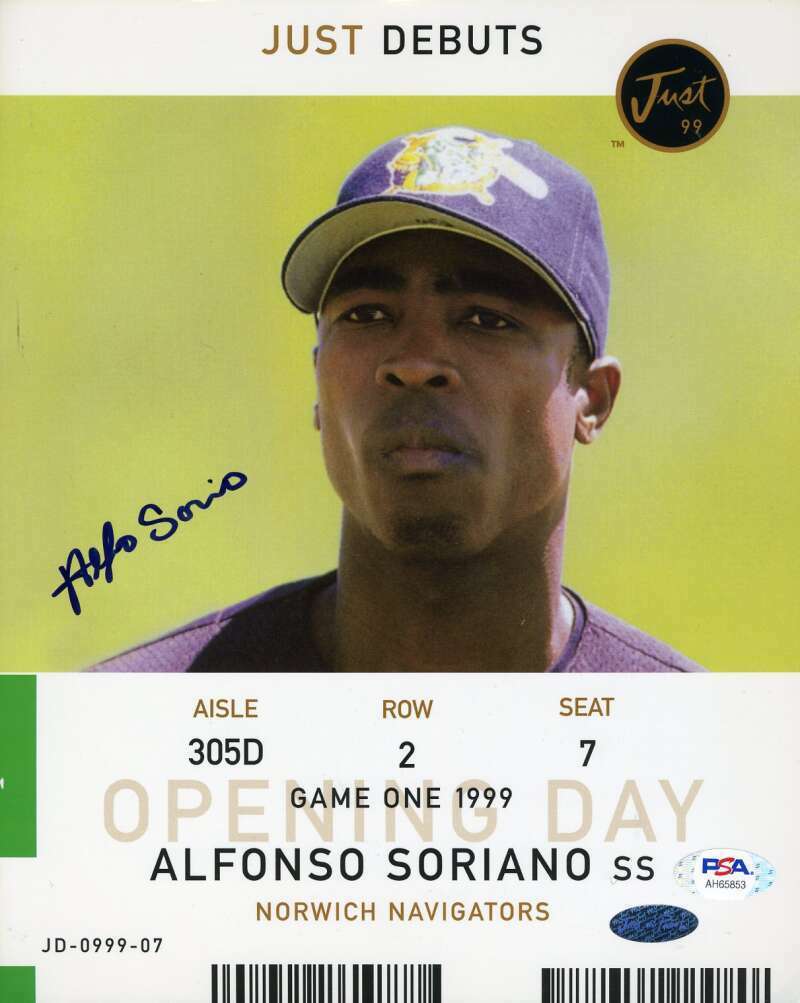 Alfonso Soriano PSA DNA Coa Hand Signed 8x10 Photo Poster painting Autograph