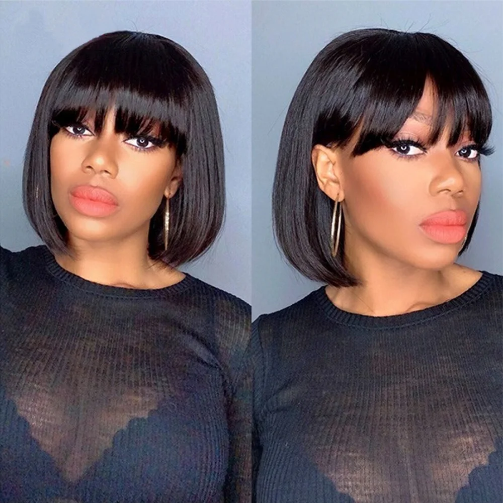 Jewtribute Hair®|Short Pixie Cut Wigs Brazilian Straight Natural Color Wigs 