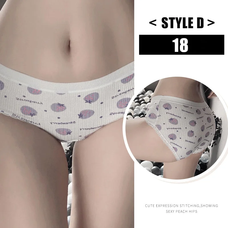 Women's Cotton Underwear Kawaii  Anime Coverage Panties Sexy Lace Breathable Soft Lingerie Lovely Cute Seamless Stretch Briefs