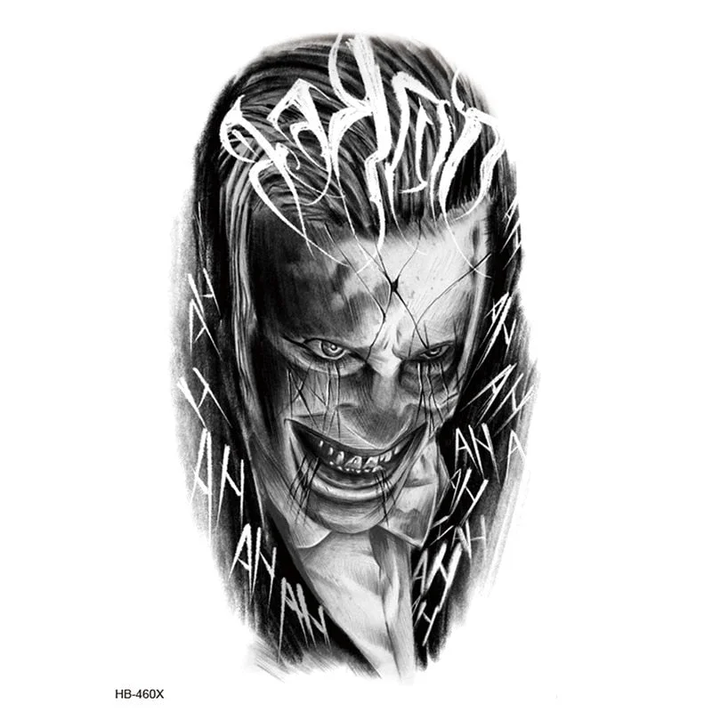 Temporary Tattoos Fake Tattoo Sticker Skull Joker Clown Tatto Hand Arm Foot Body Art Tiger Owl Tatoo Waterproof Tattoos