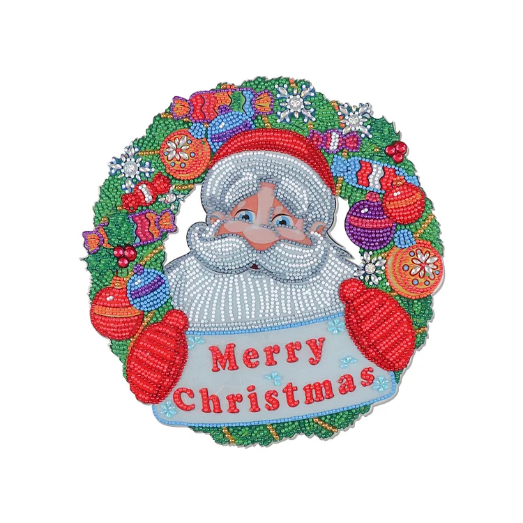 DIY Diamond Painted Wreath-Santa Claus