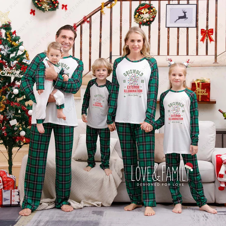Griswold 1989 Christmas Green Plaid Matching Family Pajamas Sets