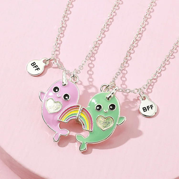 Unicorn whale magnet attract good friend necklace-Mayoulove