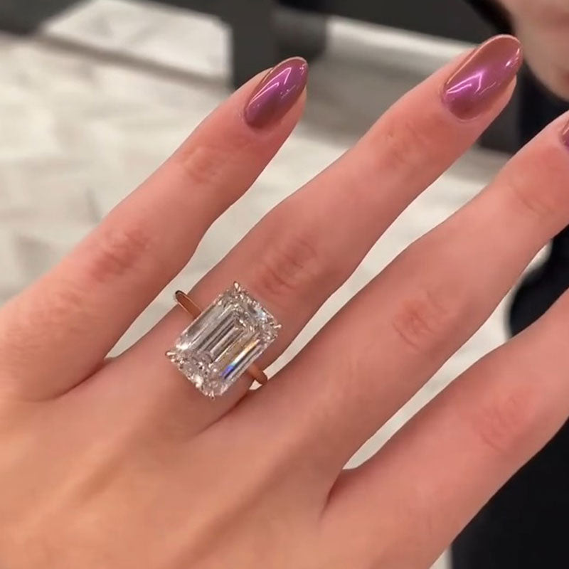 6.0 CT. Emerald Cut Sterling Silver Solitaire Ring