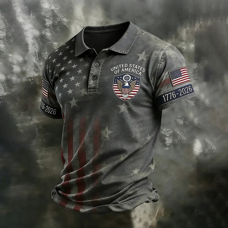  Men's Vintage Anniversary Usa 1776-2026 Polo Shirt Westsshops