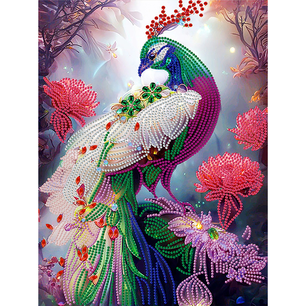 Gorgeous Peacock 30*40cm(canvas) special shaped drill diamond painting