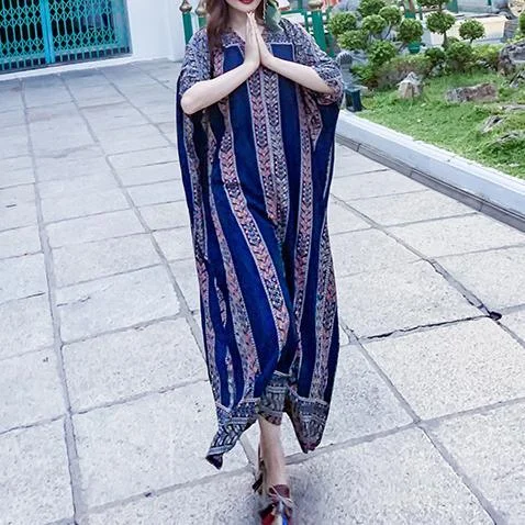 French v neck pockets clothes Photography blue striped Robe Dress