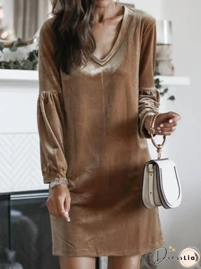 Dresses V-Neck Velvet Long sleeve Dress for Women
