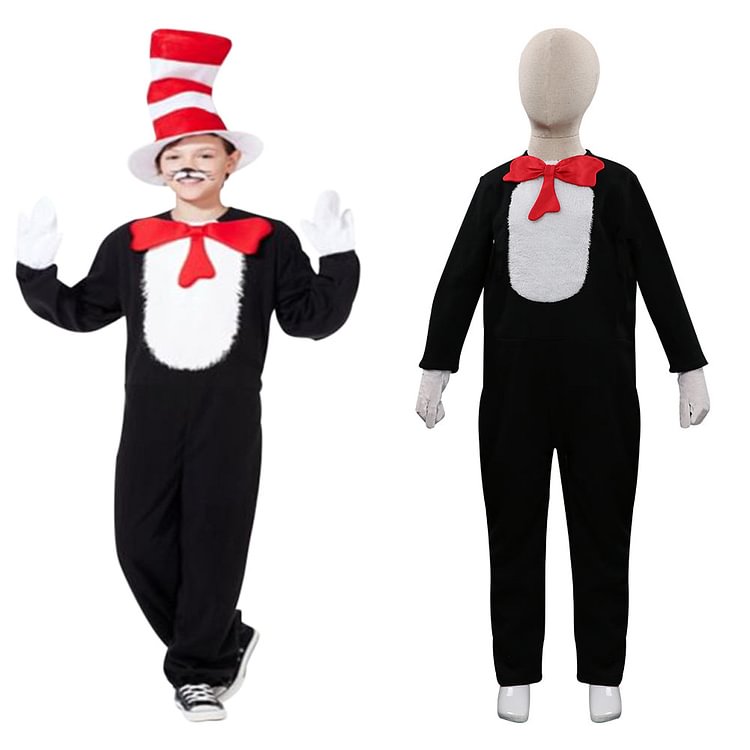 Dr. Seuss - Cat in the Hat One Cosplay Costume Kids  Children Halloween Carnival Suit