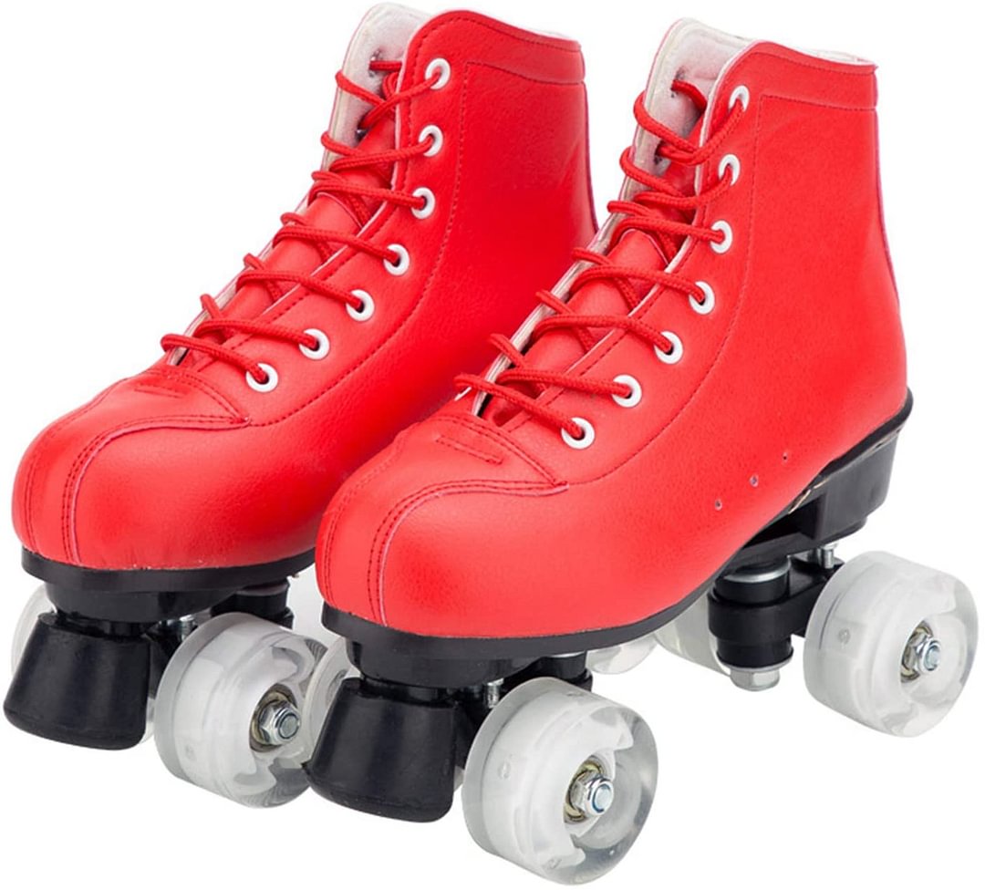 Red Cowhide Roller Skates
