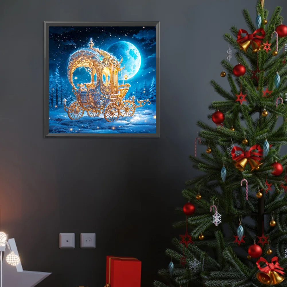 Full Round Diamond Painting 40*40cm - Pumpkin Carriage Under The Quiet Moon