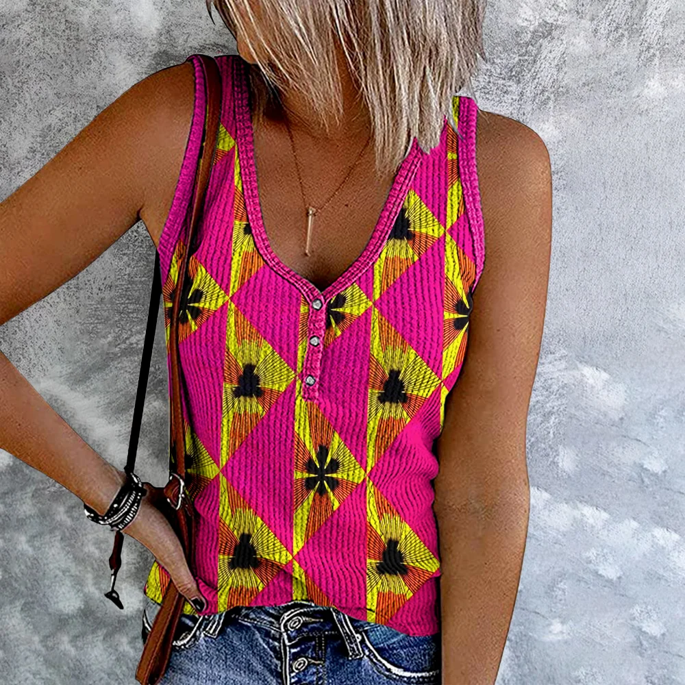 Africa Ethnic Splicing Graphics V-Neck Tank Top