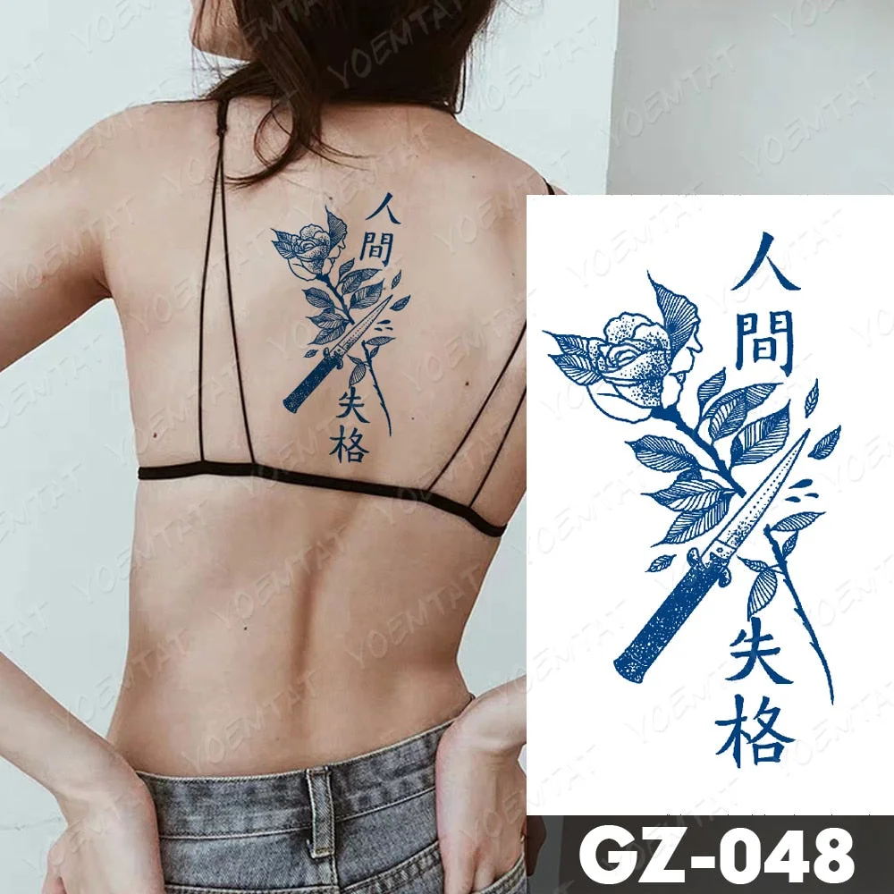 Juice Lasting Waterproof Temporary Tattoo Stickers Starry Sky Moon Flower Rose Flash Tattoos Woman Arm Ink Body Art Fake Tatto