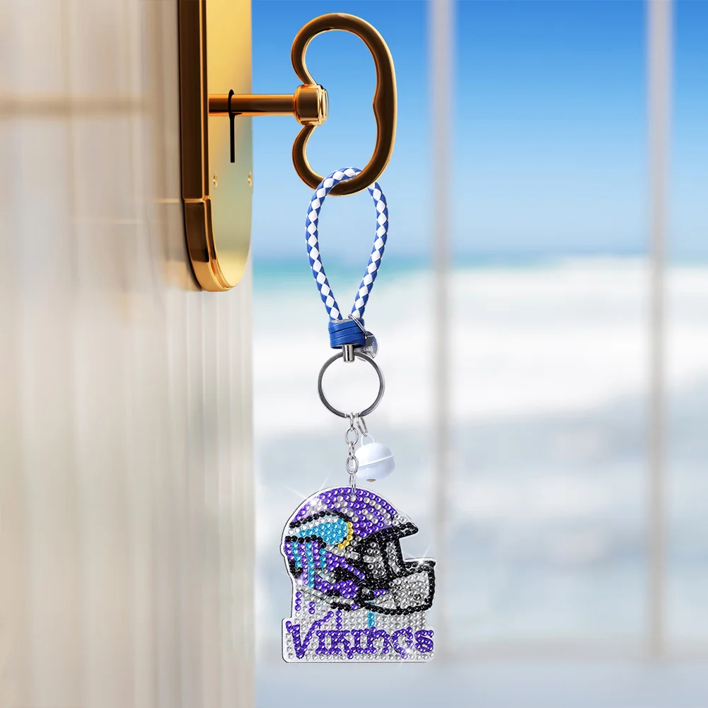 Minnesota Vikings DIY Diamond Art Keychains Craft Rugby Team Badge Hanging Ornament(Double Sided)