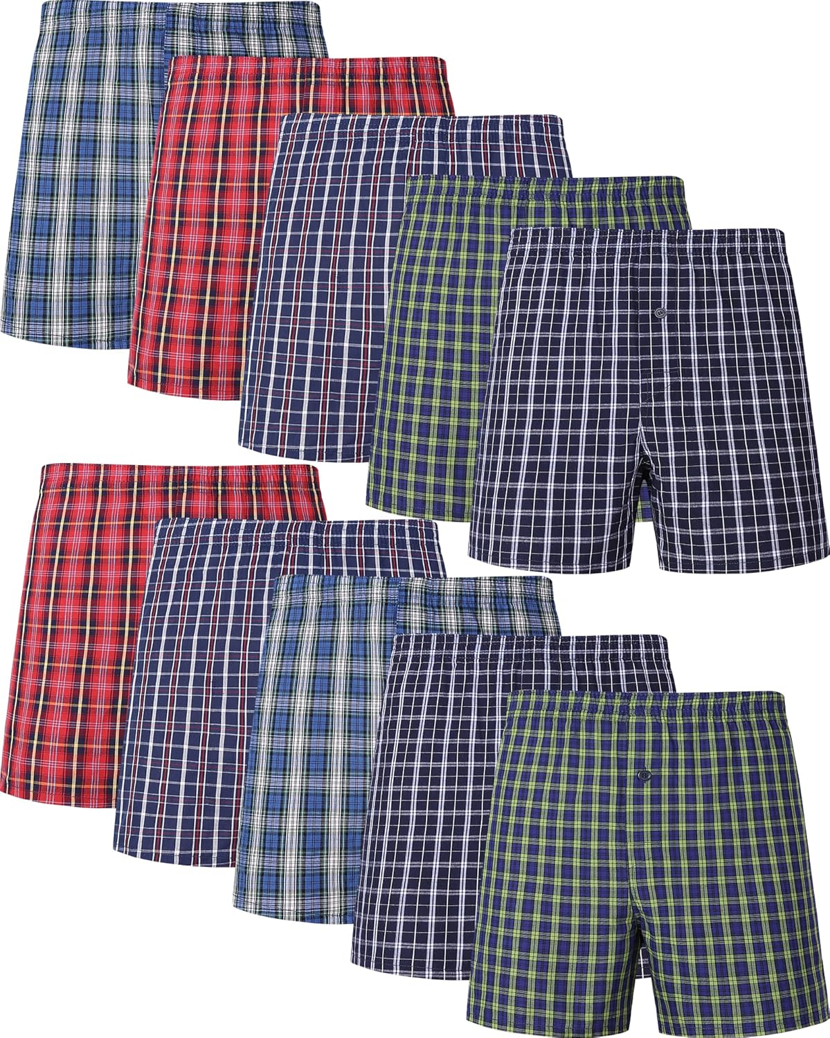 🎉JupiterSecret Men's 100% Cotton Boxer Shorts, Men's Classic Fit Woven Underwear, 5 Pack / 10 Pack