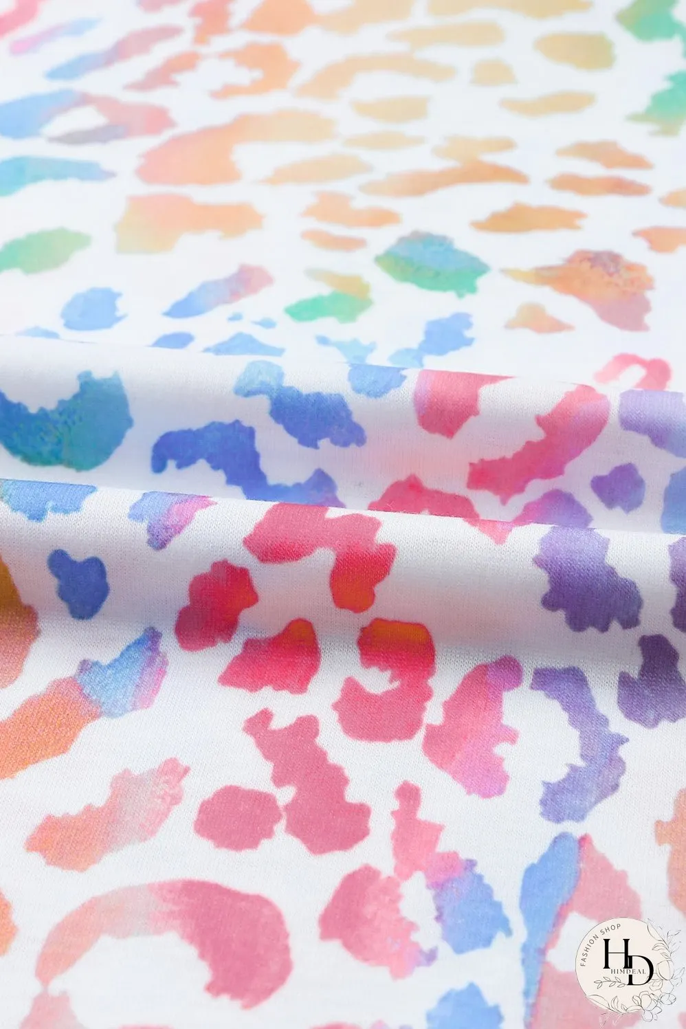 Colorful Leopard Print V Neck Tee for Stylish Summer Looks