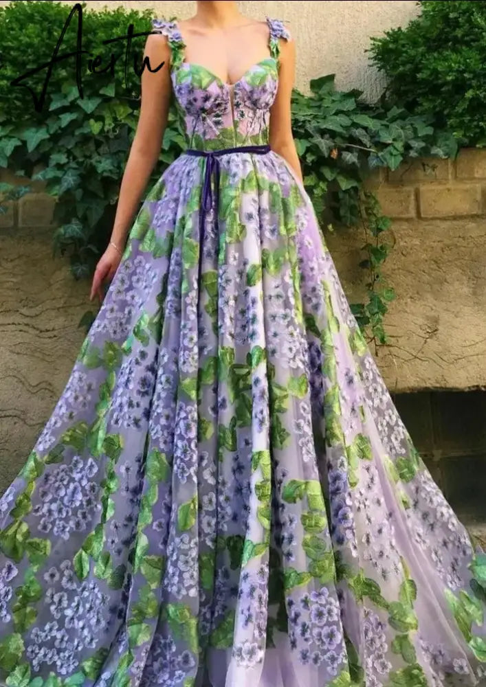 Aiertu Popular Flower Long Celebrity Dresses 2019 Sweetheart Summer Beach Prom Party Dress With Sashes Women Evening Gowns Custom Aiertu