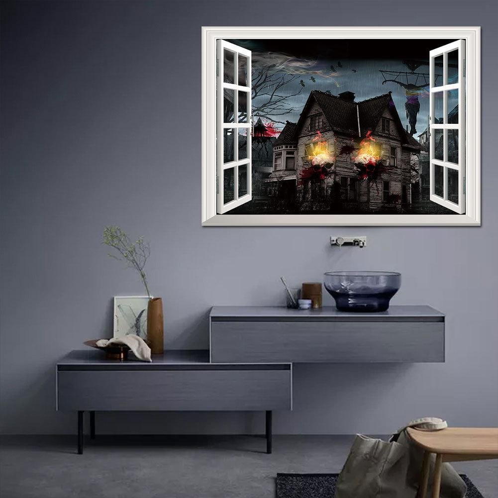 Halloween 3D Abandoned House Wall Stickers 50×70cm