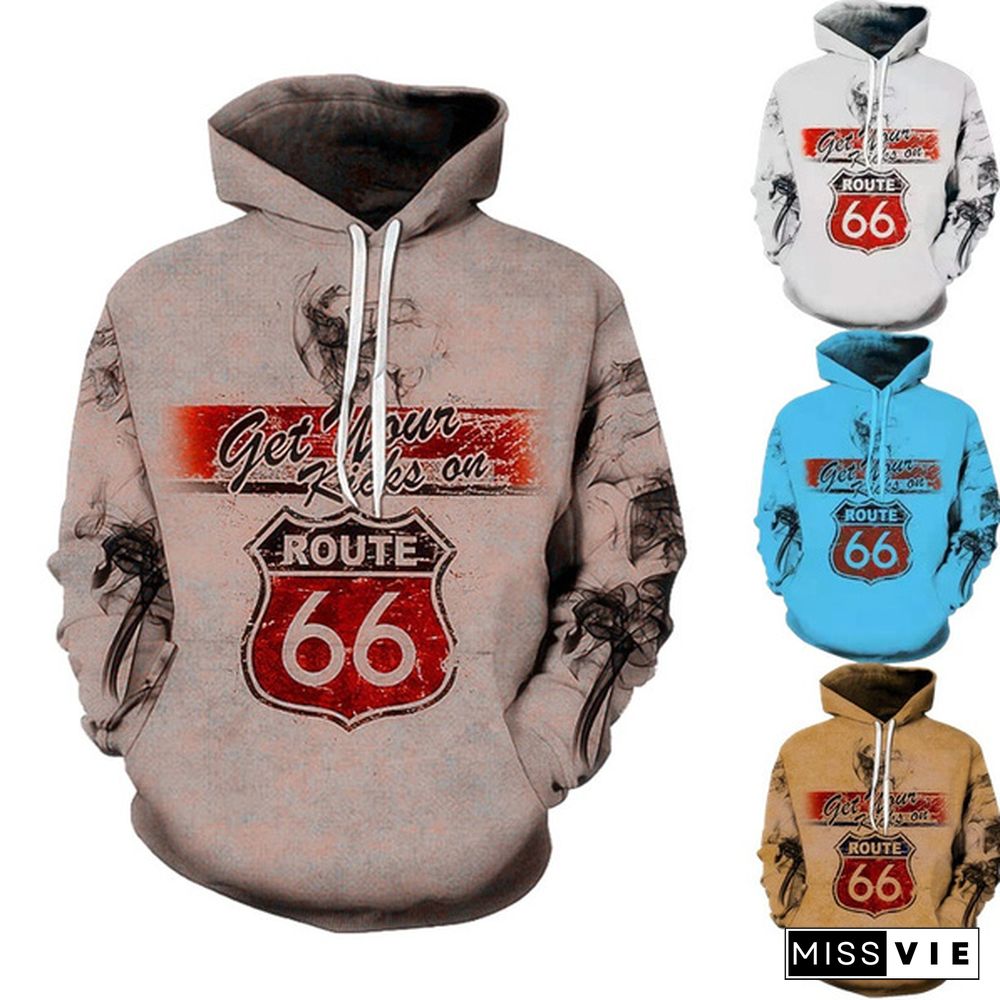 Long-Sleeved Hoodie Fashion Personality Printed Sweatshirt Autumn And Winter New Men's Casual Pullover Long-Sleeved Coat Round Neck Top Men's Clothing