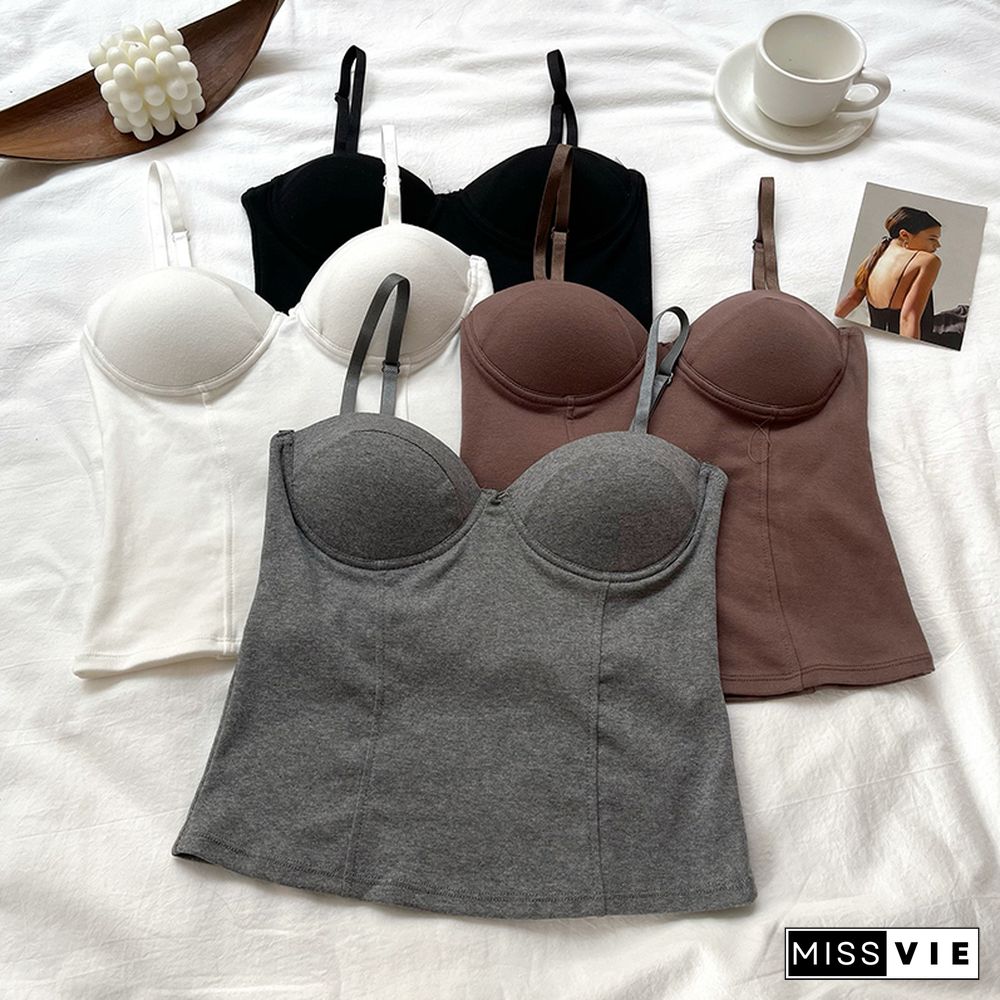 Tanks Crop Top Women Corset Tops Built In Bra Camis For Woman Sexy Cropped Feminino Dropshipping