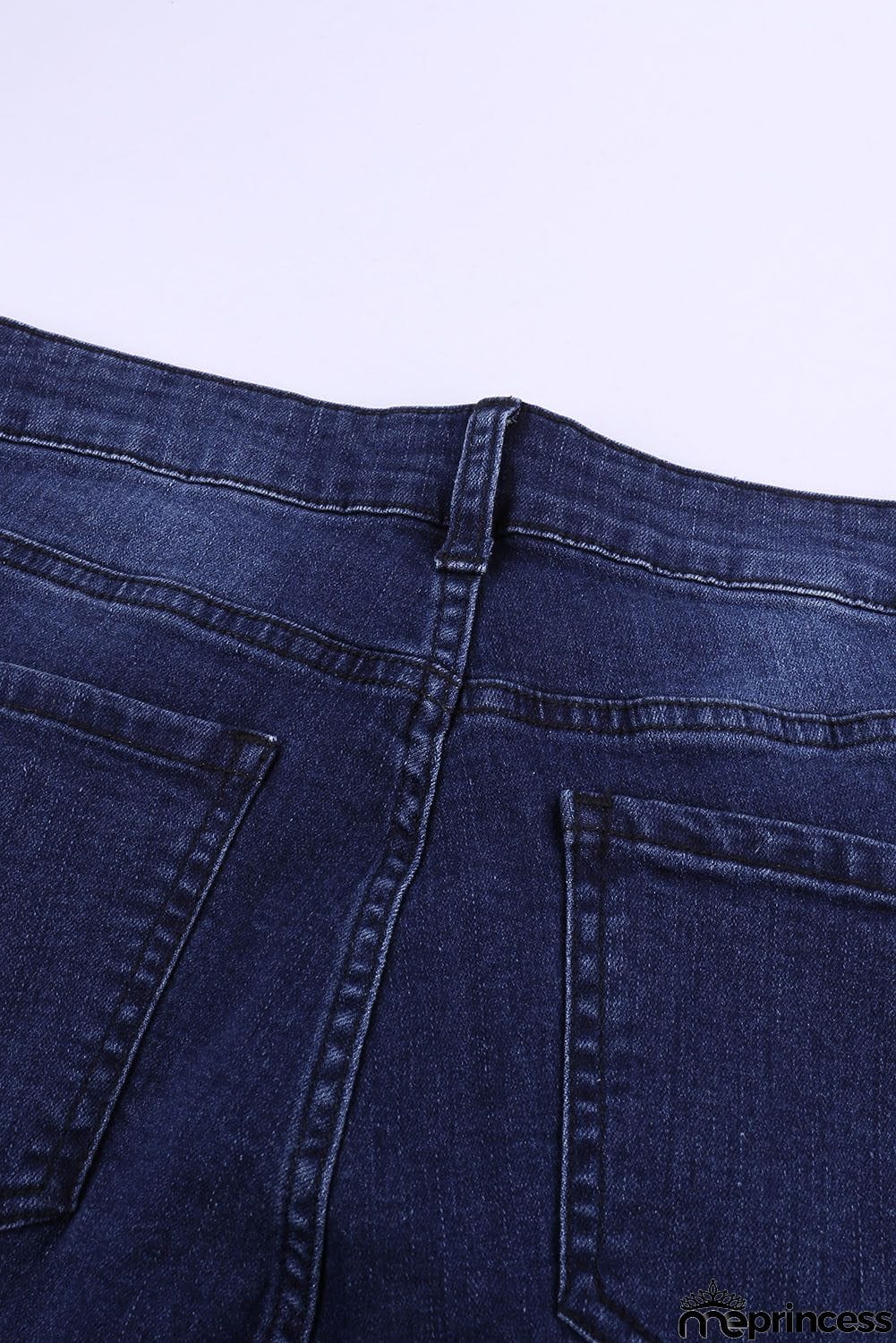 Dark Blue Distressed Patchwork Skinny Jeans