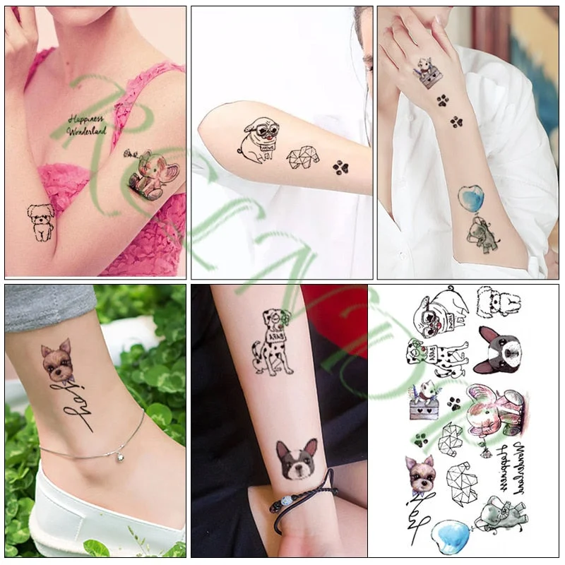Waterproof Temporary Tattoo Sticker Cute Love Bird Leaf Crow Arabic Script Fake Tatto Flash Hand Arm Art Tatoo for Women Men