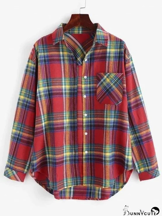 Plaid Button Up Pockets Shirt