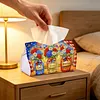 (24cm)Diamond Art Tissue Box DIY PU Napkin Cover for Home(god bless america)