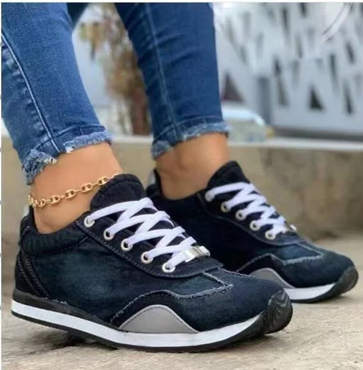 Yyvonne New Women Sneakers Platform Denim Shoes Womens Shoes Casual Woman Sport Shoes Tennis Female Thick Ladies Casual Trainers Mujer