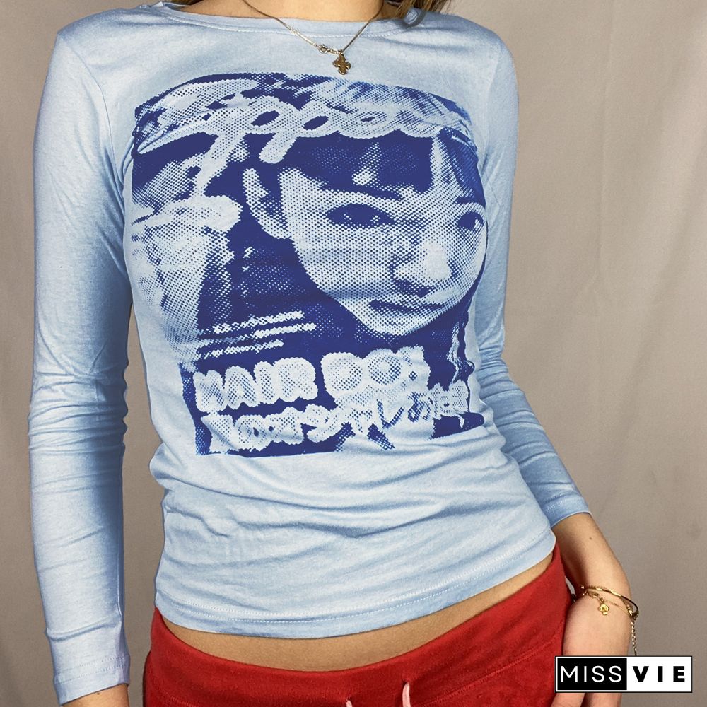 Women Trendy Portrait Letter Printed Tank Tops Summer Vest Female Round Neck Sleeveless Slim Fit Crop Tops