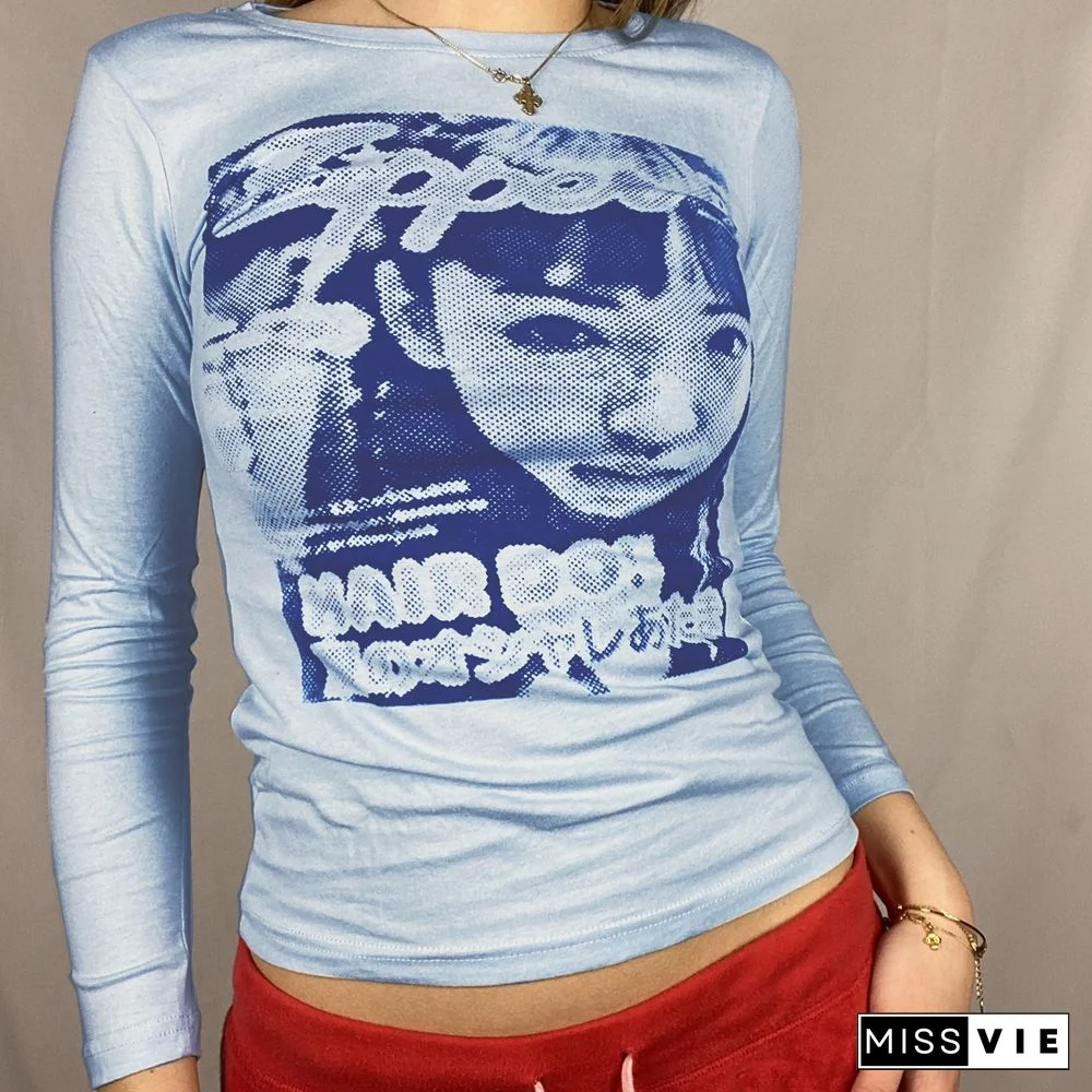 Women Trendy Portrait Letter Printed Tank Tops Summer Vest Female Round Neck Sleeveless Slim Fit Crop Tops